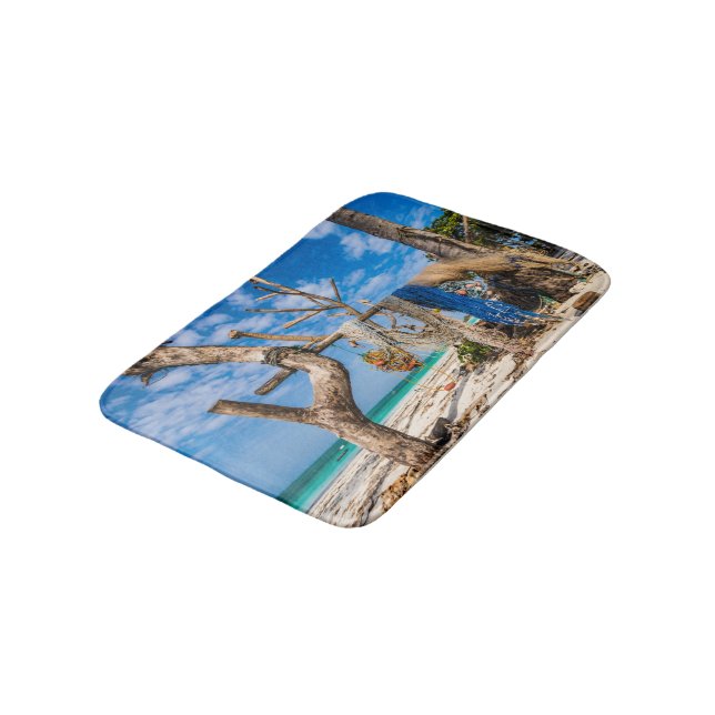 Tapis De Bain Filets de pêche séchant sur la plage (Angle)