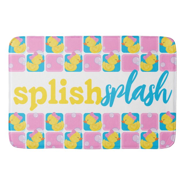 Tapis De Bain Fille Aquarelle en caoutchouc Canard Splish Splash (Devant)