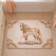 Fille Cheval Floral Rose Pêche Personnalisé Shabby