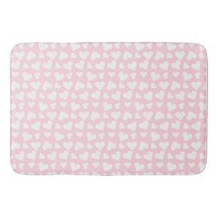 Tapis De Bain Fille Coeur Motif rose blanc