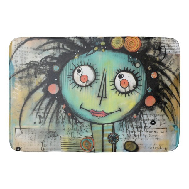 Tapis De Bain Fille Dame Art Collage 10 (Devant)