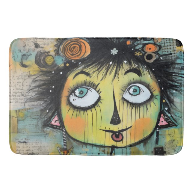 Tapis De Bain Fille Dame Art Collage 11 (Devant)