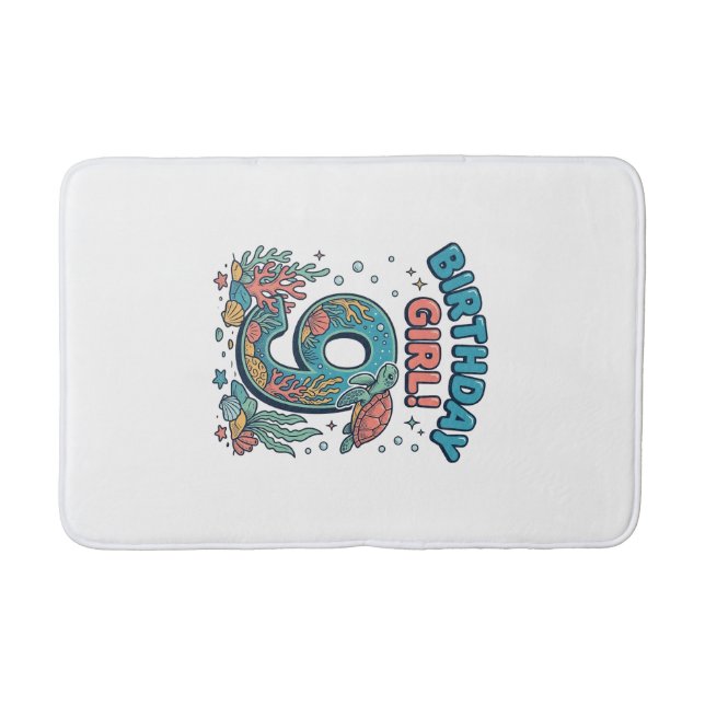 Tapis De Bain Fille d'anniversaire 9 Tortue de mer Conception ve (Devant)