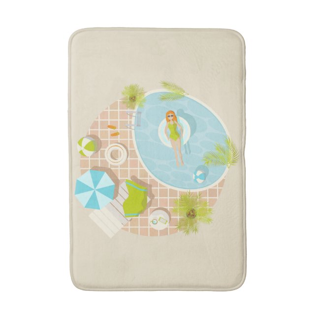 Tapis De Bain Fille de piscine en bikini plage d'été (Devant (Vertical))