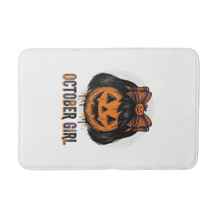 Tapis De Bain Fille d'octobre Citrouille Arc Halloween Vecteur C