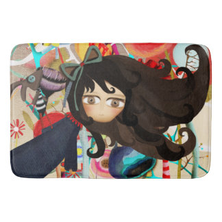 Tapis De Bain Fille Immenses yeux marron Cheveux longs