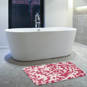 Tapis De Bain Fille moderne Magenta rose géométrique