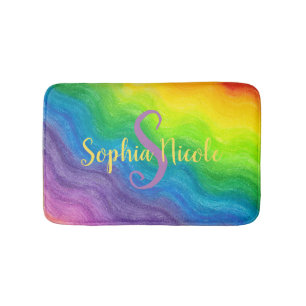 Tapis De Bain Fille Ombre brillante couleur arc-en-ciel personna
