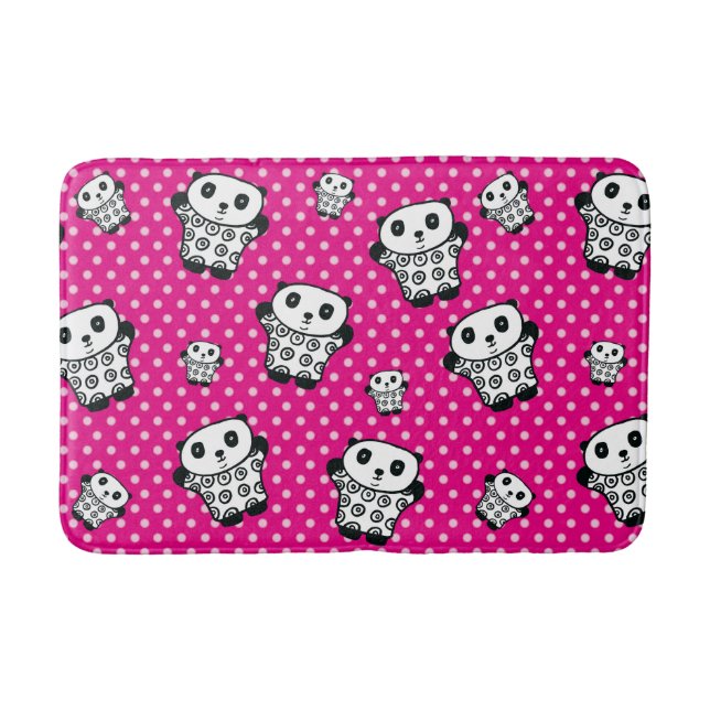 Tapis De Bain Fille rose moderne Kawaii Cute Panda Bear Pointe (Devant)