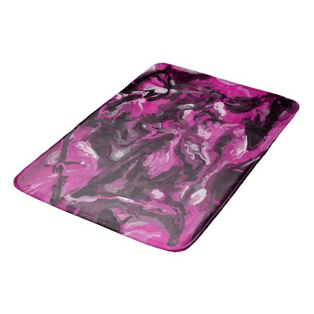 Tapis De Bain Fils roses, noirs, blancs et gris (Angle)