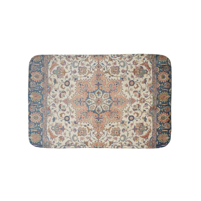Tapis De Bain Fin Persia Tabriz Bleu rouille Orange  (Devant)