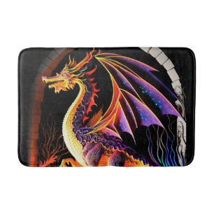 Tapis De Bain Fire Dragon Castle Imaginaire Art Mythique Créatur