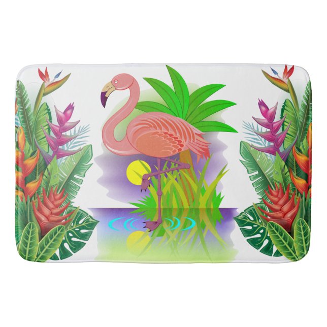 Tapis De Bain Flamant Rose Au Paradis (Devant)