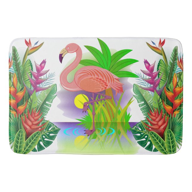 Tapis De Bain Flamant Rose Au Paradis (Devant)