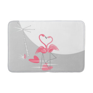Tapis De Bain Flamant rose Love Grosse lune mat bain
