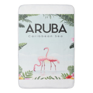 Tapis De Bain Flamant rose maritime des Caraïbes d'Aruba   Flama