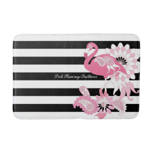 Tapis De Bain Flamant rose rose brun et blanc moderne