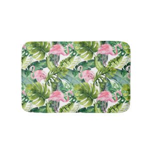 Tapis De Bain Flamant rose rose Feuille Jungle