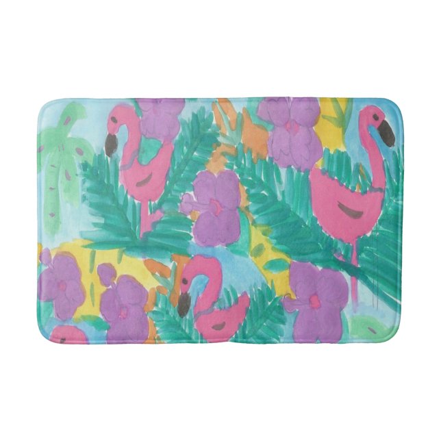 Tapis De Bain Flamant rose Tropical Jungle Bain Mat (Devant)