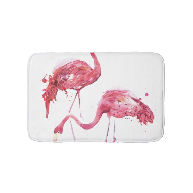 Tapis De Bain Flamants roses aquarelle, Design élégant. (Devant)