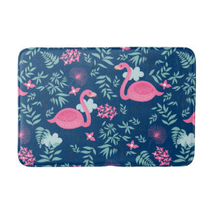 Tapis De Bain Flamants roses et fleurs mignons sur l'Arrière - p
