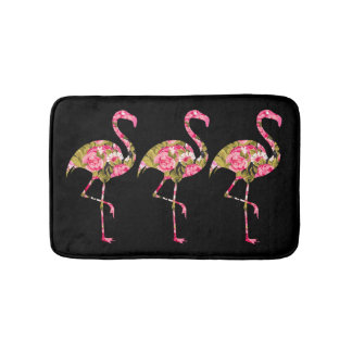 Tapis De Bain Flamants Roses Floraux Tropicaux