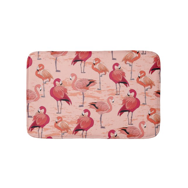 Tapis De Bain Flamants roses roses : Motif Tropical sans couture (Devant)