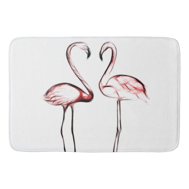 Tapis De Bain Flamants roses roses Pêche Flamant rose Tropical (Devant)
