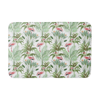 Tapis De Bain Flamants roses roses tropicaux
