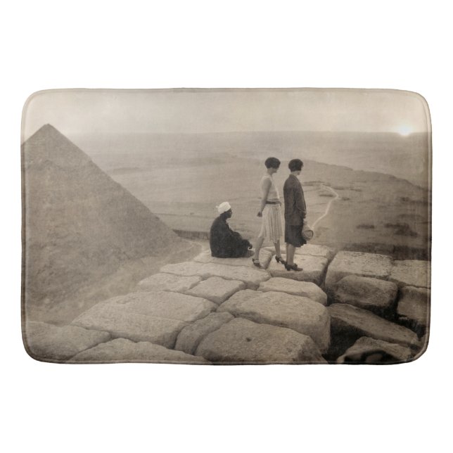 Tapis De Bain Flapper Girls Sunrise Khufu Pyramid, Égypte 1920 (Devant)