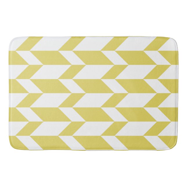 Tapis De Bain Flèche à deux tons en gras Chevron rayé jaune blan (Devant)