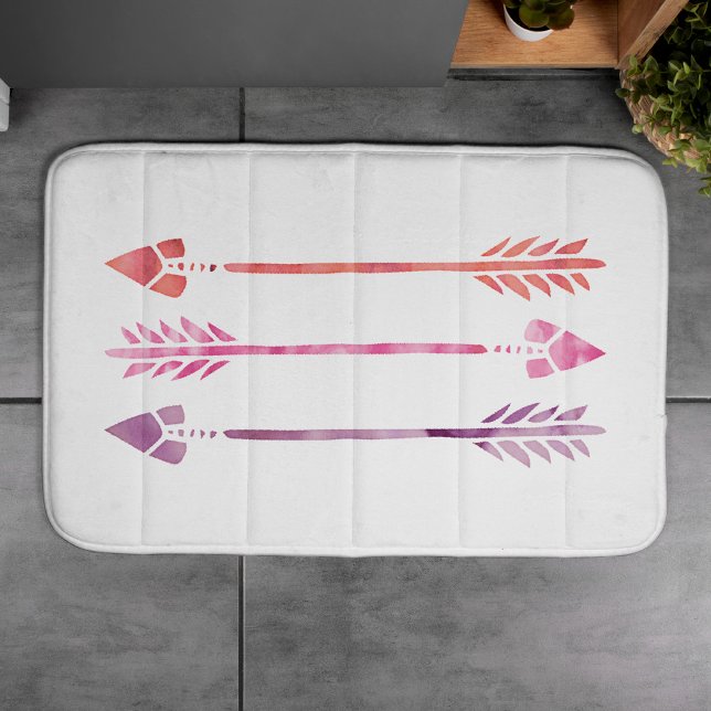Tapis De Bain Flèches d'aquarelle rose et orange (Créateur téléchargé)