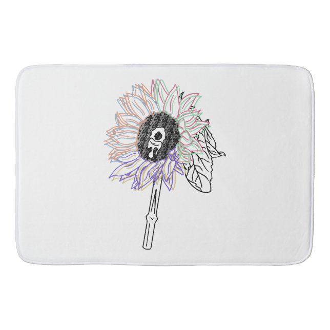 Tapis De Bain Fleur Arc-en-ciel Art Funky (Devant)