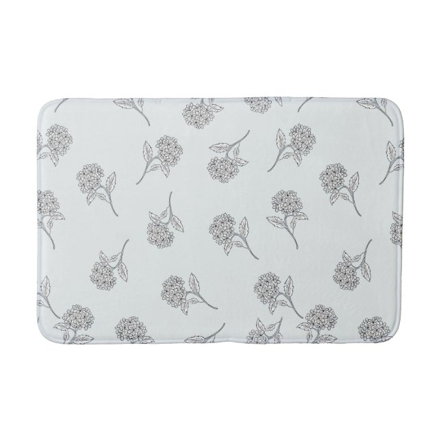 Tapis De Bain Fleur Botanique Intemporelle Gris Clair  (Devant)