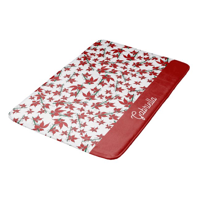 Tapis De Bain Fleur botanique rouge de Noël (Angle)