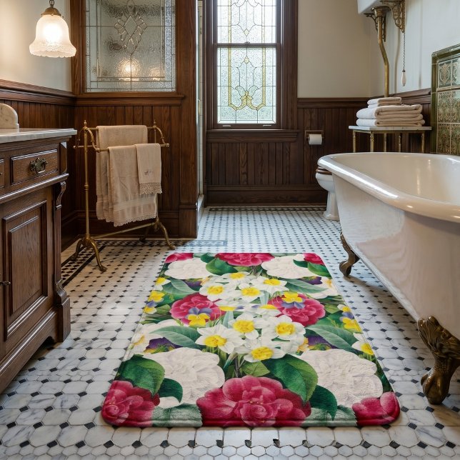 Tapis De Bain Fleur botanique vintage (Créateur téléchargé)