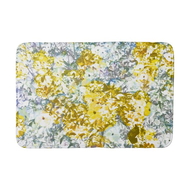 Tapis De Bain Fleur couleur gris-jaune design motif (Devant)