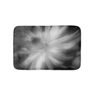 Tapis De Bain Fleur Dahlia En Noir Et Blanc