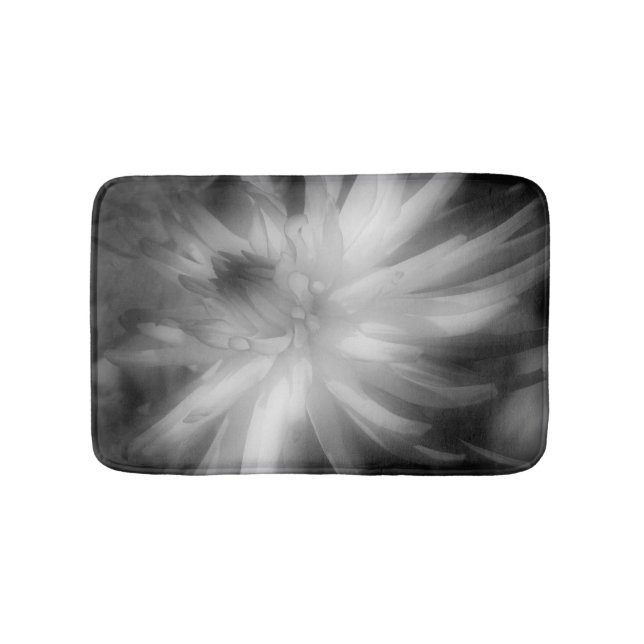 Tapis De Bain Fleur Dahlia En Noir Et Blanc (Devant)