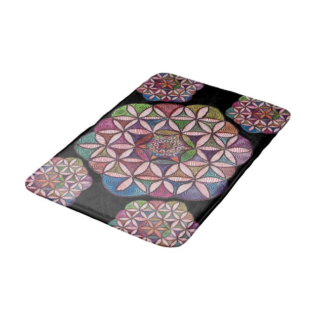 Tapis De Bain Fleur d'art d'aquarelle de la vie (Angle)