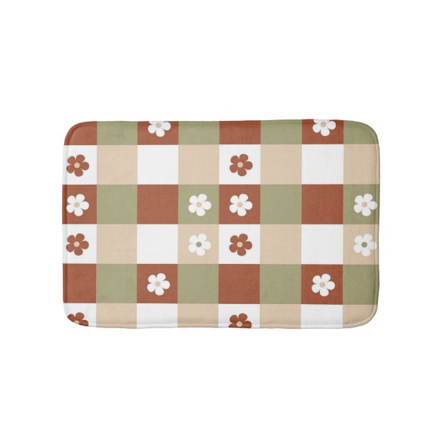 Tapis De Bain Fleur d'automne En vichy vérifier Motif (Devant)