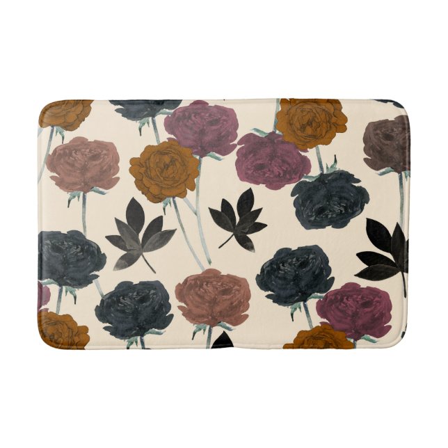 Tapis De Bain Fleur d'automne vintage aquarelle gras (Devant)