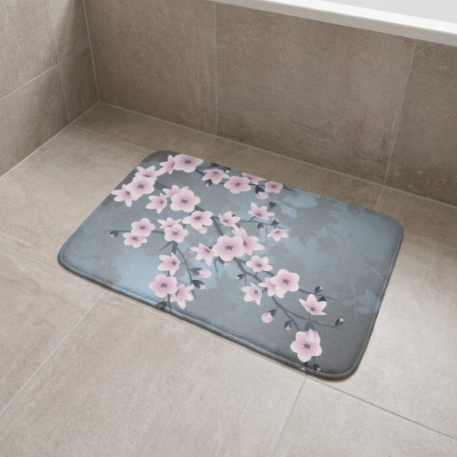 Tapis De Bain Fleur de cerisier rose rose gris rose (Créateur téléchargé)