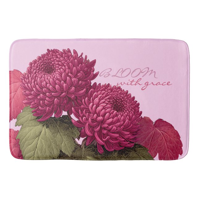 Tapis De Bain Fleur de chrysanthème magenta vintage (Devant)
