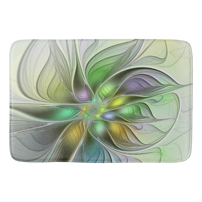 Tapis De Bain Fleur de fantaisie abstraite moderne fractale colo (Devant)
