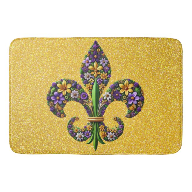 Tapis De Bain Fleur de lis Floral Mardi Gras (Devant)