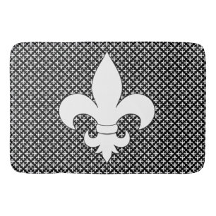 Tapis De Bain Fleur de Lis Motif noir et blanc