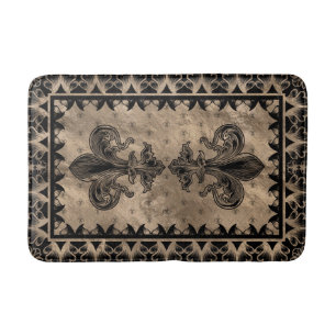 Tapis De Bain Fleur de lis - Noir et Or