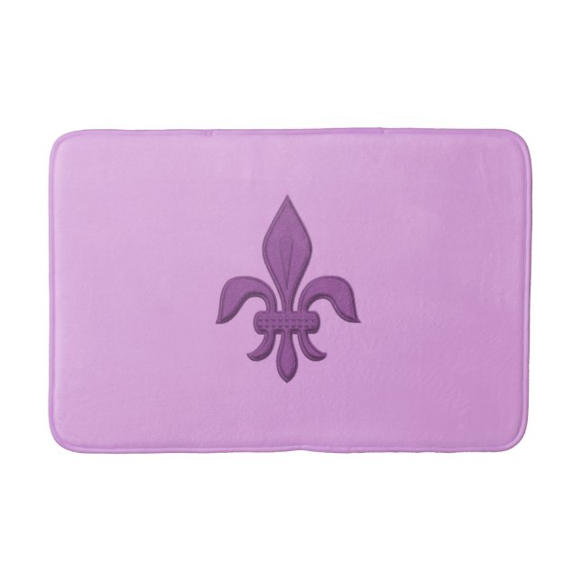 Tapis De Bain Fleur de Lis violet violet sur lavande (Devant)