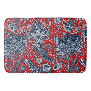 Tapis De Bain Fleur de lys rouge blanc et bleu bohème boho